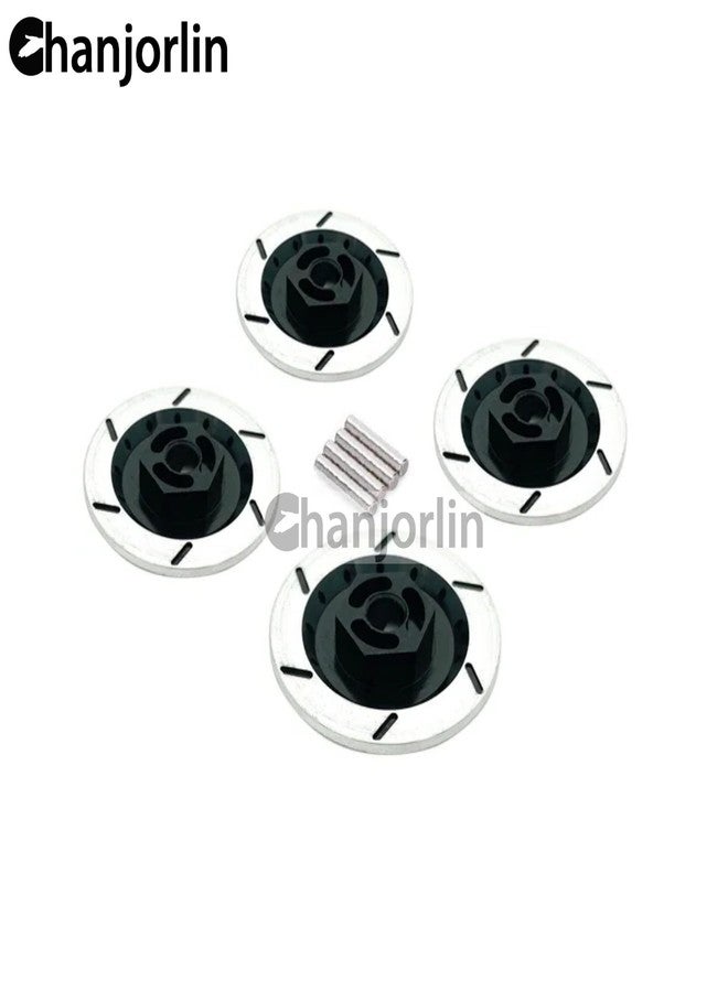 Chanjorlin 1/10 RC Aluminum 12mm Hex Drift Wheels Hub Rim Brake Disc Decoration Upgrade Parts for 1:10 On Road Rally Touring Racing Street Car Truck Tires Traxxas Tamiya HSP HPI Redcat 4PCS (Black) - Image 3